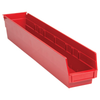 Bacs de rangement pour tablettes, 4-1/8" la x 4" H x 23-5/8" p, Rouge, Capacit&eacute; 50 lb OSI Industrial Sales