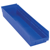 Bacs de rangement pour tablettes, 6-5/8" la x 4" H x 23-5/8" p, Bleu, Capacit&eacute; 50 lb OSI Industrial Sales