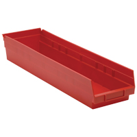 Bacs de rangement pour tablettes, 6-5/8" la x 4" H x 23-5/8" p, Rouge, Capacit&eacute; 50 lb OSI Industrial Sales
