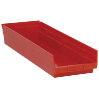 Bacs de rangement pour tablettes, 8-3/8" la x 4" H x 23-5/8" p, Rouge, Capacit&eacute; 50 lb OSI Industrial Sales