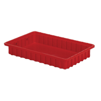Contenants Divider Box, Poly&eacute;thyl&egrave;ne, 16,5" la x 10,9" p x 2,5" h, Rouge OSI Industrial Sales