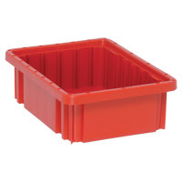 Divider Box&reg; Containers, Plastic, 10.9" W x 8.3" D x 3.5" H, Red OSI Industrial Sales