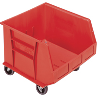Mobile Bin, 14" H x 16-1/2" W x 18" D, 75 lbs. Capacity, Red OSI Industrial Sales