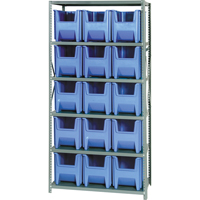 Shelving Unit with Stacking Bins, Steel, Boltless, 800 lbs. Capacity, 36" W x 75" H x 18" D OSI Industrial Sales