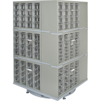 Armoire industrielle robuste avec carrousel &agrave; tiroirs, Acier, 192 tiroirs, 27" la x 27" p x 48" h, Gris OSI Industrial Sales
