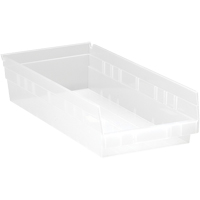 Bacs de rangement pour tablettes, 8-3/8" la x 4" H x 17-7/8" p, Transparent, Capacit&eacute; 40 lb OSI Industrial Sales