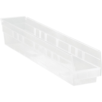 Bacs de rangement pour tablettes, 4-1/8" la x 4" H x 23-5/8" p, Transparent, Capacit&eacute; 50 lb OSI Industrial Sales