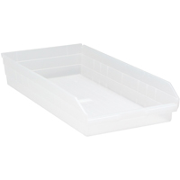 Bacs de rangement pour tablettes, 11-1/8" la x 4" H x 23-5/8" p, Transparent, Capacit&eacute; 50 lb OSI Industrial Sales