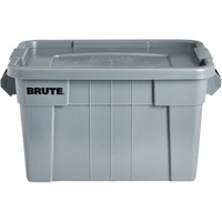 Brute Storage Tote with Lid, 27.88” D x 17.38” W x 15.13” H, 160 lbs. Capacity, Grey OSI Industrial Sales