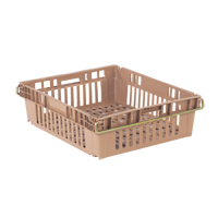 Agricultural Plastic Stack-N-Nest Container, 20.3" x 24" x 6.8", Beige OSI Industrial Sales