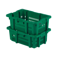 Food Handling Plastic Stack-N-Nest Container, 16" x 23.9" x 8.8", Green OSI Industrial Sales