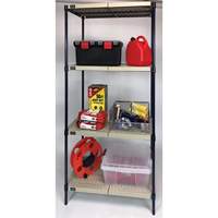 Wire Shelving Unit with Plastic Shelves, Wire Frame with Plastic Shelves, Boltless, 600 lbs. Capacity, 30" W x 72" H x 18" D OSI Industrial Sales