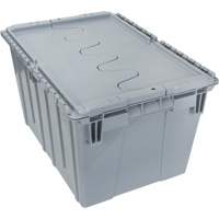 Flip Top Plastic Distribution Container, 21.65" x 15.5" x 12.5", Grey OSI Industrial Sales