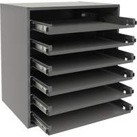 Small Bearing Slide Rack, Steel, 6 Slots, 15-9/16" W x 11-7/8" D x 16-3/8" H, Grey OSI Industrial Sales