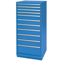 Drawer Cabinets, 11 Drawers, 28-1/4" W x 28-1/2" D x 59-1/2" H, Bright blue OSI Industrial Sales