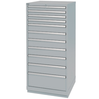 Drawer Cabinets, 11 Drawers, 28-1/4" W x 28-1/2" D x 59-1/2" H, Grey OSI Industrial Sales