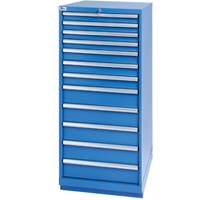 Drawer Cabinets, 12 Drawers, 28-1/4" W x 28-1/2" D x 59-1/2" H, Bright blue OSI Industrial Sales