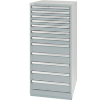Drawer Cabinets, 12 Drawers, 28-1/4" W x 28-1/2" D x 59-1/2" H, Grey OSI Industrial Sales