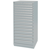 Drawer Cabinets, 15 Drawers, 28-1/4" W x 28-1/2" D x 59-1/2" H, Grey OSI Industrial Sales