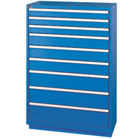 Drawer Cabinets, 9 Drawers, 40-1/4" W x 22-1/2" D x 59-1/2" H, Bright blue OSI Industrial Sales