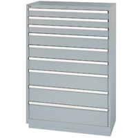 Drawer Cabinets, 9 Drawers, 40-1/4" W x 22-1/2" D x 59-1/2" H, Grey OSI Industrial Sales