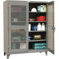 Heavy-Duty Ventilated Storage Cabinets, 4 Shelves, 72" H x 36" W x 24" D, Steel, Grey OSI Industrial Sales