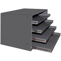 Compartment Box Cabinets, Steel, 4 Slots, 20" W x 15-3/4" D x 15" H, Grey OSI Industrial Sales