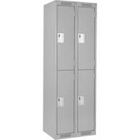 Clean Line Lockers, 2 -tier, Bank of 2, 24" x 18" x 72", Steel, Grey, Rivet (Assembled) OSI Industrial Sales