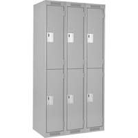 Clean Line Lockers, 2 -tier, Bank of 3, 36" x 18" x 72", Steel, Grey, Rivet (Assembled) OSI Industrial Sales