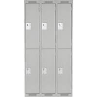Clean Line Lockers, 2 -tier, Bank of 3, 36" x 18" x 72", Steel, Grey, Rivet (Assembled) OSI Industrial Sales