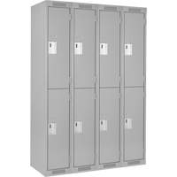 Clean Line Lockers, 2 -tier, Bank of 4, 48" x 18" x 72", Steel, Grey, Rivet (Assembled) OSI Industrial Sales