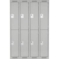 Clean Line Lockers, 2 -tier, Bank of 4, 48" x 18" x 72", Steel, Grey, Rivet (Assembled) OSI Industrial Sales