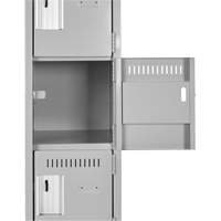 Clean Line Lockerette, 6 -tier, Bank of 4, 48" x 18" x 82", Steel, Charcoal, Rivet (Assembled) OSI Industrial Sales