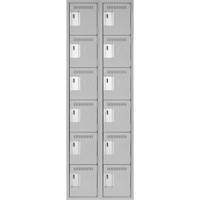 Clean Line Lockerettes, 6 -tier, Bank of 2, 24" x 18" x 72", Steel, Grey, Rivet (Assembled) OSI Industrial Sales