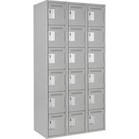 Clean Line Lockerettes, 6 -tier, Bank of 3, 36" x 18" x 72", Steel, Grey, Rivet (Assembled) OSI Industrial Sales