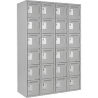 Clean Line Lockerettes, 6 -tier, Bank of 4, 48" x 18" x 72", Steel, Grey, Rivet (Assembled) OSI Industrial Sales