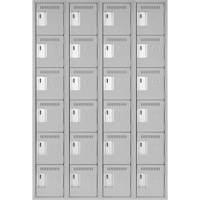 Clean Line Lockerettes, 6 -tier, Bank of 4, 48" x 18" x 72", Steel, Grey, Rivet (Assembled) OSI Industrial Sales