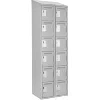 Clean Line Lockerette , 6 -tier, Bank of 2, 24" x 18" x 78", Steel, Grey, Rivet (Assembled) OSI Industrial Sales