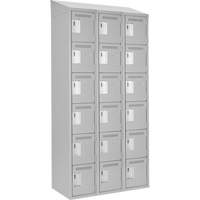 Clean Line Lockerette , 6 -tier, Bank of 3, 36" x 18" x 78", Steel, Grey, Rivet (Assembled) OSI Industrial Sales