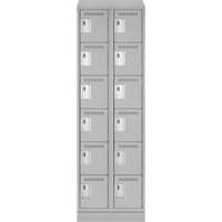 Clean Line Lockerette, 6 -tier, Bank of 2, 24" x 18" x 82", Steel, Grey, Rivet (Assembled) OSI Industrial Sales