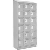 Clean Line Lockerette, 6 -tier, Bank of 3, 36" x 18" x 82", Steel, Grey, Rivet (Assembled) OSI Industrial Sales