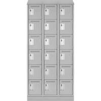 Clean Line Lockerette, 6 -tier, Bank of 3, 36" x 18" x 82", Steel, Grey, Rivet (Assembled) OSI Industrial Sales