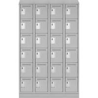 Clean Line Lockerette, 6 -tier, Bank of 4, 48" x 18" x 82", Steel, Grey, Rivet (Assembled) OSI Industrial Sales