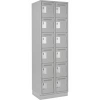 Clean Line Lockerette, 6 -tier, Bank of 2, 24" x 18" x 76", Steel, Grey, Rivet (Assembled) OSI Industrial Sales
