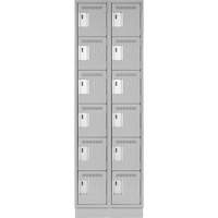 Clean Line Lockerette, 6 -tier, Bank of 2, 24" x 18" x 76", Steel, Grey, Rivet (Assembled) OSI Industrial Sales