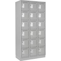 Clean Line Lockerette, 6 -tier, Bank of 3, 36" x 18" x 76", Steel, Grey, Rivet (Assembled) OSI Industrial Sales