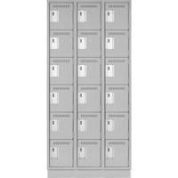 Clean Line Lockerette, 6 -tier, Bank of 3, 36" x 18" x 76", Steel, Grey, Rivet (Assembled) OSI Industrial Sales