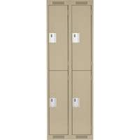 Clean Line Lockers, 2 -tier, Bank of 2, 24" x 18" x 72", Steel, Beige, Rivet (Assembled) OSI Industrial Sales