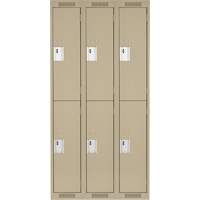 Clean Line Lockers, 2 -tier, Bank of 3, 36" x 18" x 72", Steel, Beige, Rivet (Assembled) OSI Industrial Sales