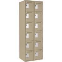 Clean Line Lockerette, 6 -tier, Bank of 2, 24" x 18" x 72", Steel, Beige, Rivet (Assembled) OSI Industrial Sales